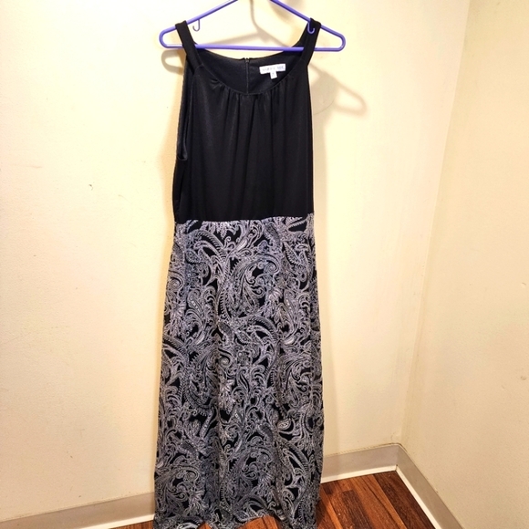 ROBI BEE women's plus size maxi sleeveless shirred neck black and white size XL - Picture 2 of 13